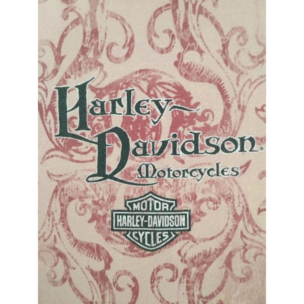Harley Davidson Womens Pink Raglan Long Sleeve Eagle Graphic Rhinestone Top M - Picture 7 of 9